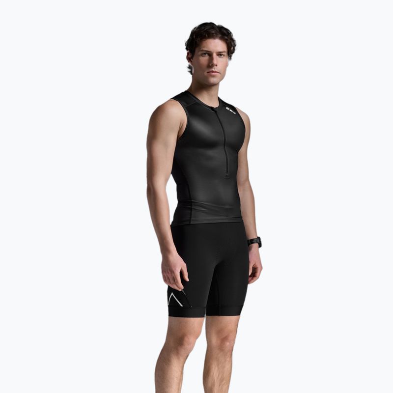Férfi kerékpáros tank top 2XU Core Tri Tank fekete/fehér 3