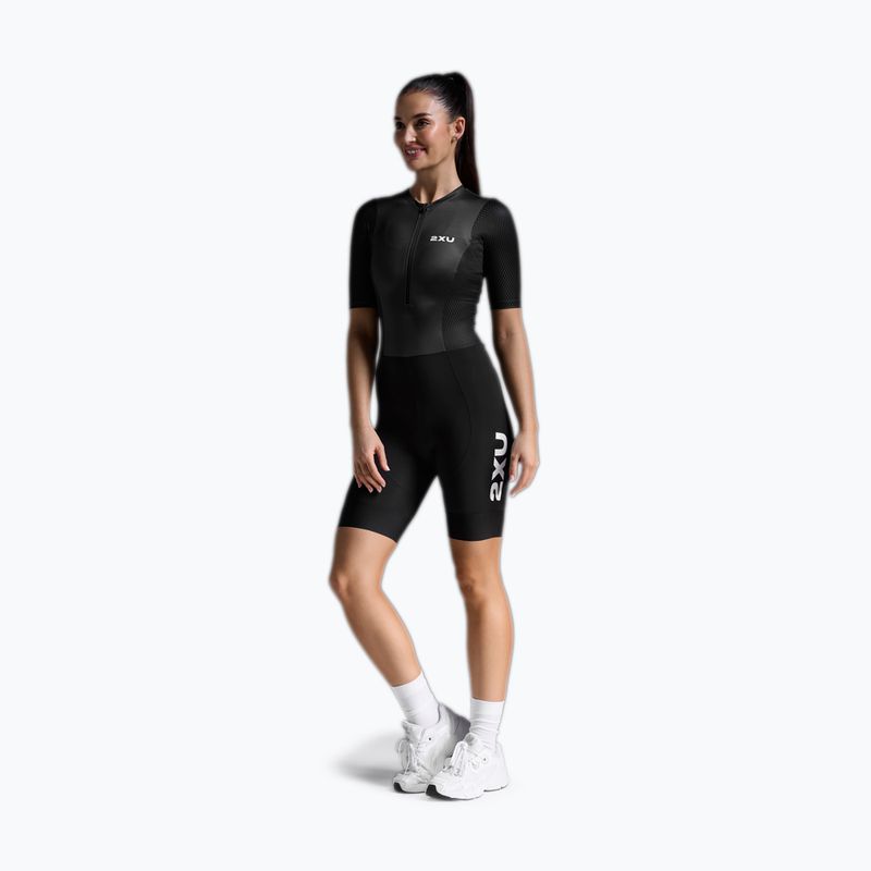 Női triatlonruha 2XU Aero Hex Sleeved black/white 2