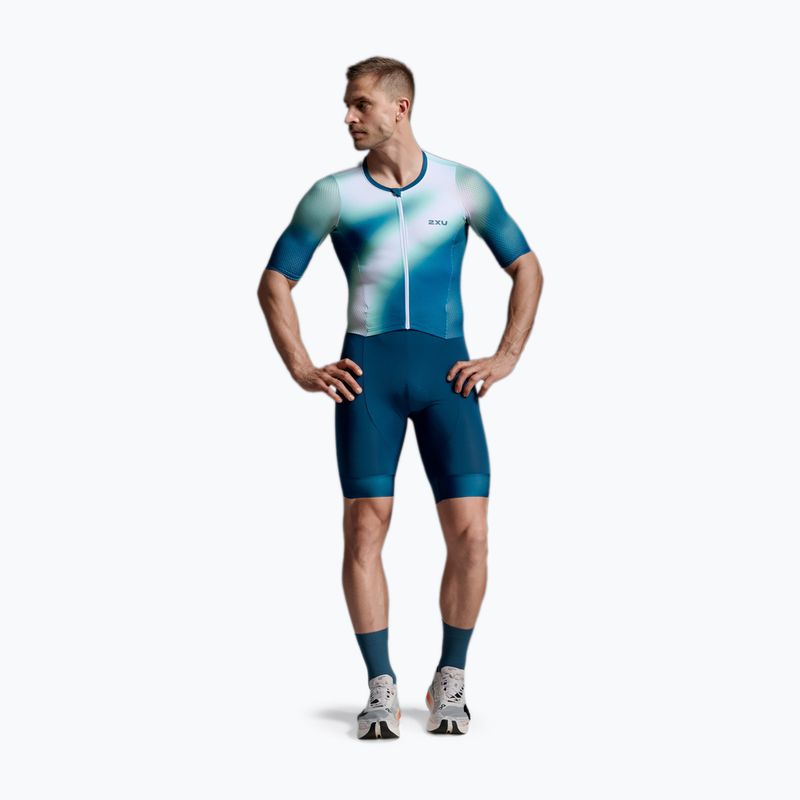 Férfi triatlon ruha 2XU Aero Hex Sleeved jelly mint/majol 3