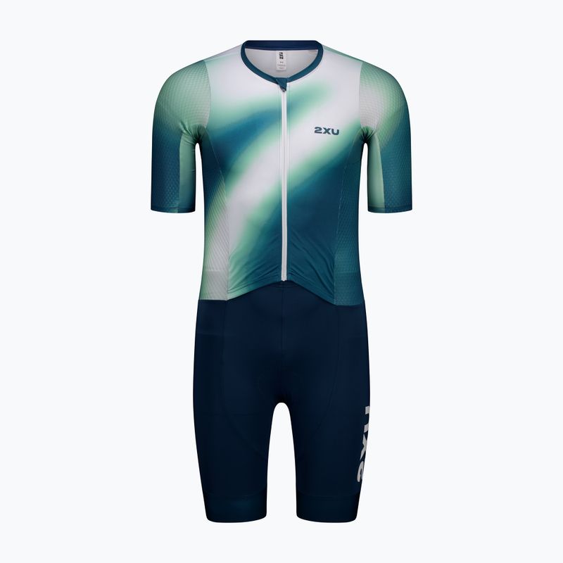 Férfi triatlon ruha 2XU Aero Hex Sleeved jelly mint/majol 6