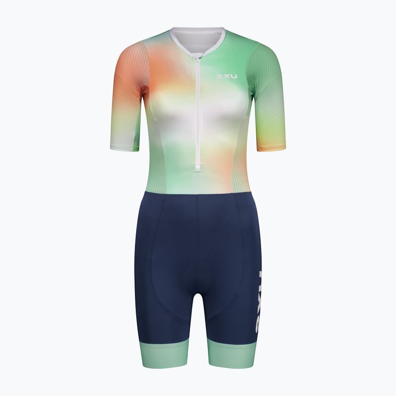 Női triatlonruha 2XU Aero Hex Sleeved jelly mint/majol 9