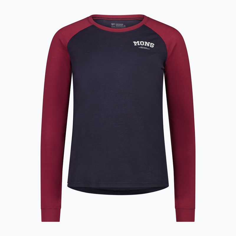 Női hőaktív pulóver Mons Royale Icon Raglan cherry/ 9 iron 4