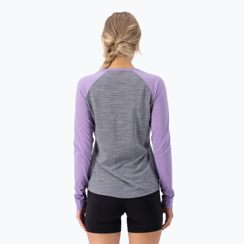 Női termo hosszú ujjú felső Mons Royale Icon Raglan grey heather/ lupin 3
