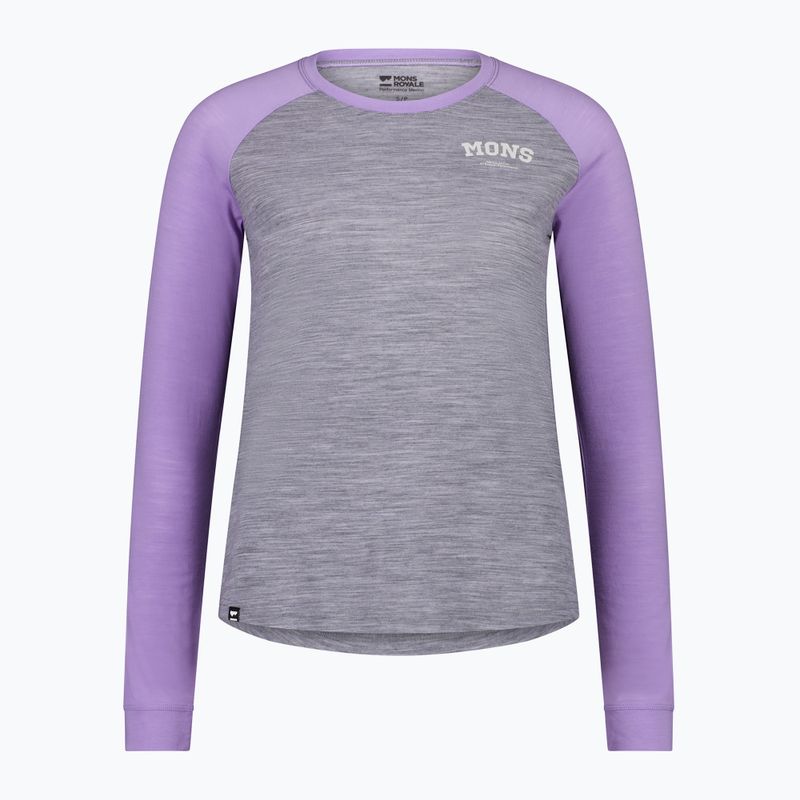 Női termo hosszú ujjú felső Mons Royale Icon Raglan grey heather/ lupin 4
