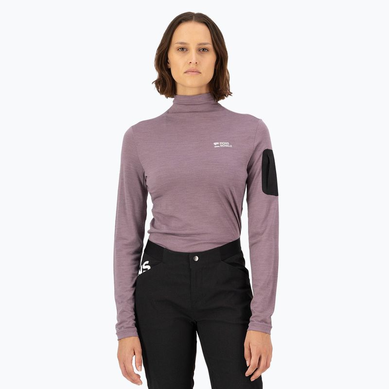 Női Mons Royale Diversion Diversion Mock Neck termikus hosszú ujjú lila