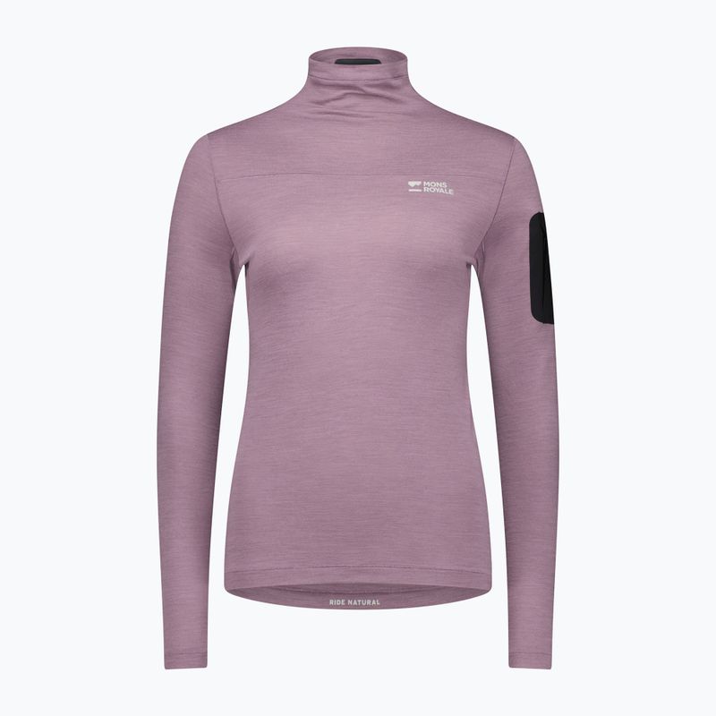 Női hőaktív pulóver Mons Royale Diversion Mock Neck mauve 3