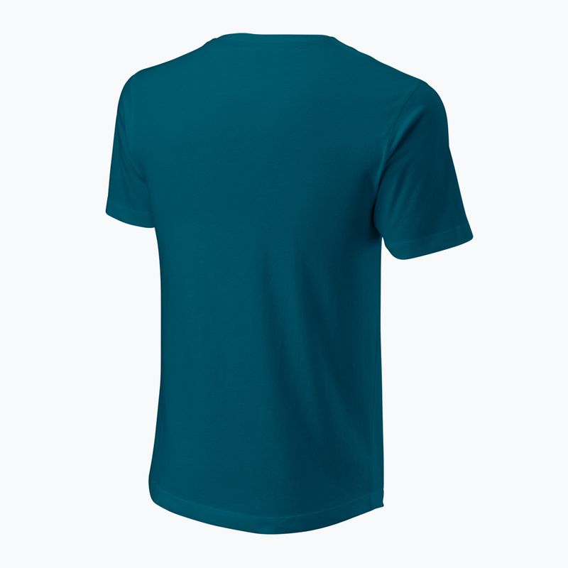 Férfi teniszpóló Wilson Script Eco Cotton Tee kék/korall színű 2