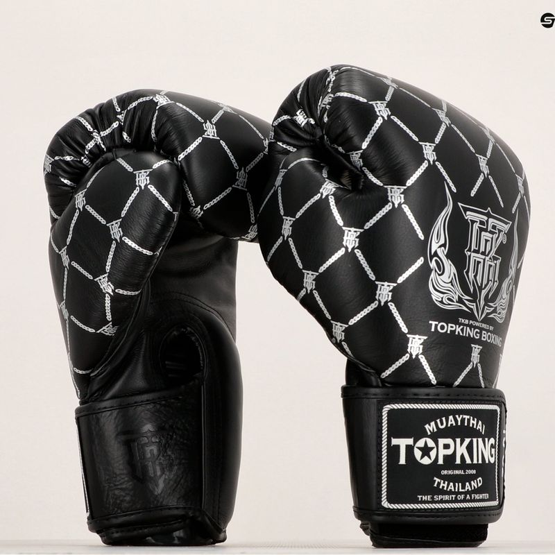 Top King Boxing Chain fekete/ezüst bokszkesztyűk 6