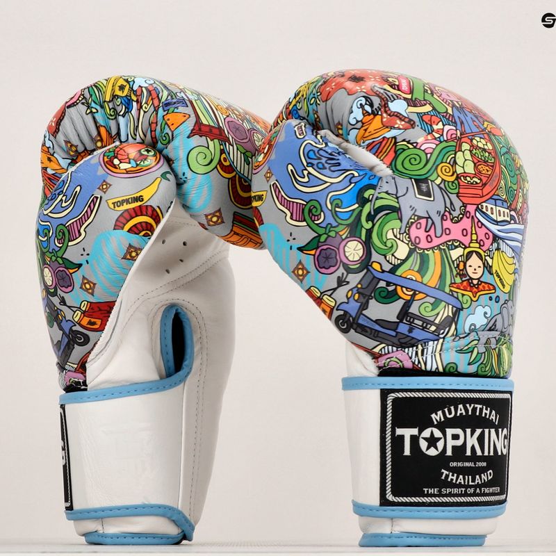 Top King Boxing Culture fehér/kék bokszkesztyűk 7