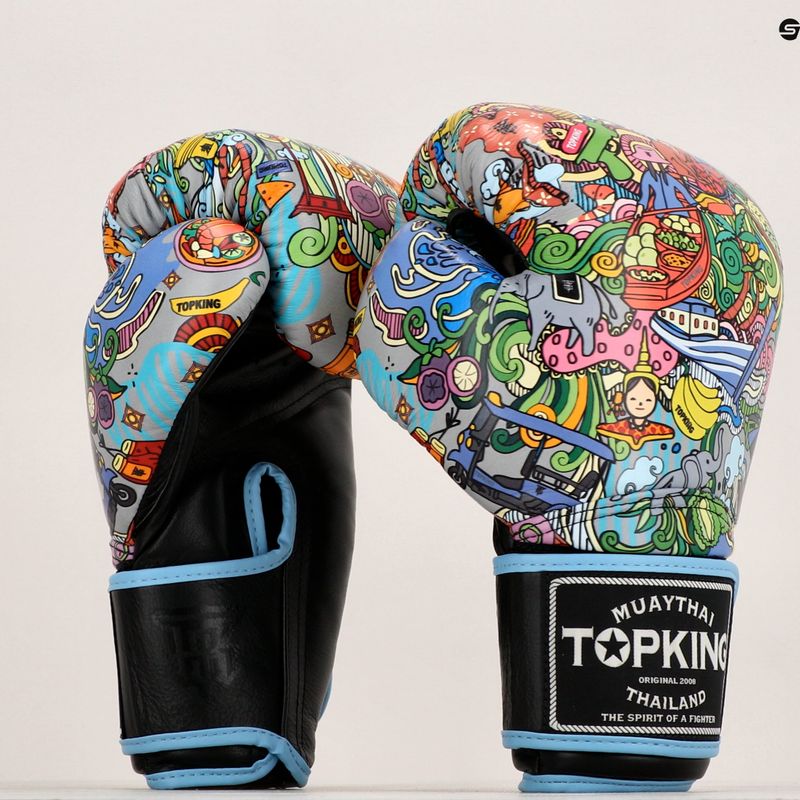 Top King Boxing Culture fekete/kék bokszkesztyűk 7