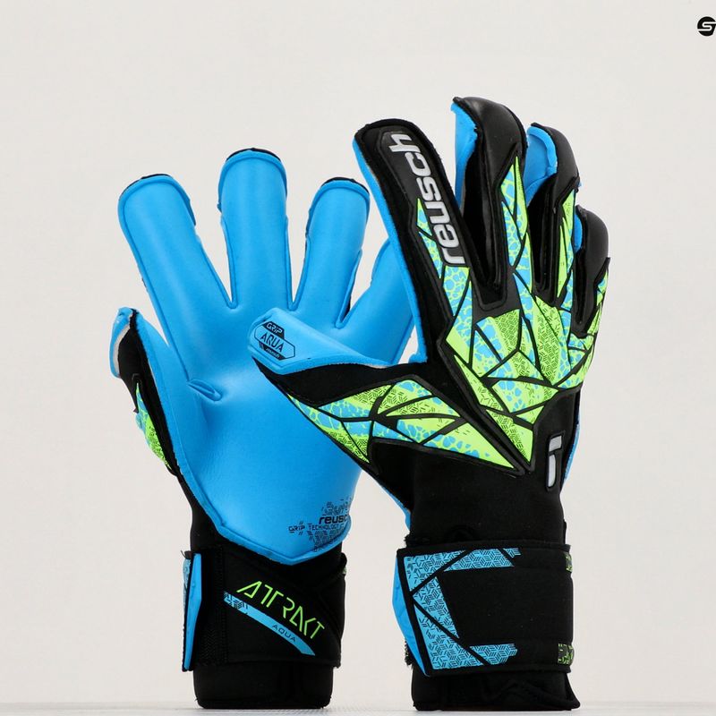 kapuskesztyű Reusch Attrakt Aqua Evolution black/fluo lime/aqua 8