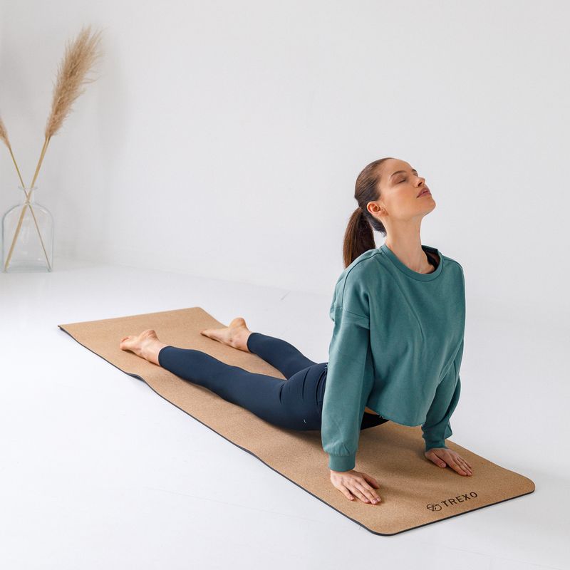 XTREXO jógaszőnyeg TPE parafa 6 mm fekete YM-C01C 7