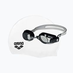 Arena Pool úszósapka + úszószemüveg szett fehér/szürke 92422/55