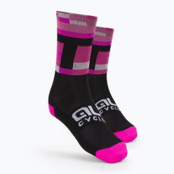 Alé Match fekete/rózsaszín kerékpáros zokni L22218543