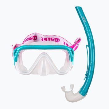 Gyermek snorkeling szett Mares Combo Keewee Junior aqua/white/clear