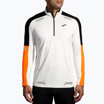 Férfi futópulóver Brooks Run Visible 1/2 Zip 2.0 ecru/fluoro flash/black