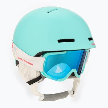 Gyerek sísisak Salomon Player Combo + Gogle XV Jr aruba blue