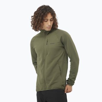 Férfi túrapulóver Salomon Essential Lightwarm Full Zip szőlőlevél