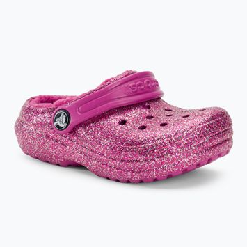 Crocs Classic Lined Glitter Clog fukszia fun/multi gyermek flip-flopok