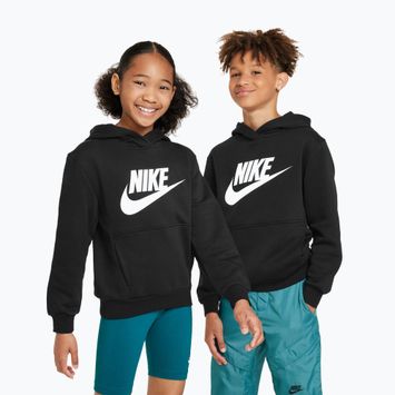 Gyermek Nike Club Fleece kapucnis pulóver fekete/fehér