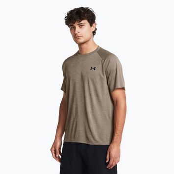 Under Armour Tech Textured taupe szürkésbarna/fekete férfi edzőpóló