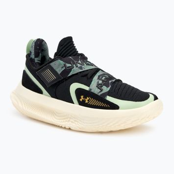 Under Armour Flow Futr X 4 Camo kosárlabda cipő fekete/retró zöld/metál arany