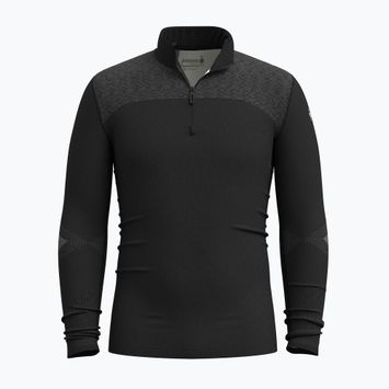 Férfi Smartwool Intraknit Thermal Merino Base Layer 1/4 Zip fekete/fehér termikus melegítő pulóver