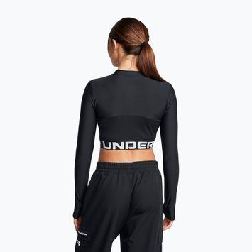 Női Under Armour Heat Gear Rib 1/4 Zip edzőfelső fekete/fekete/fehér