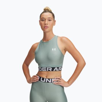 Under Armour Heat Gear Rib Tank szilikazöld/szilikazöld/fehér női edzőfelső