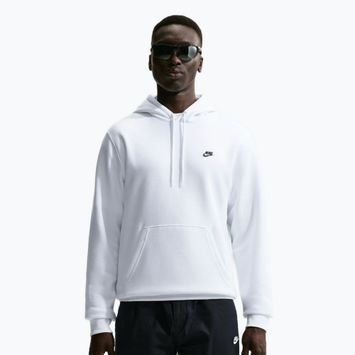 Férfi pulóver Nike Club Pullover Hoodie white/white/black