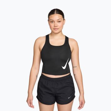 Női futópóló Nike Swoosh Run Dri-Fit black/white