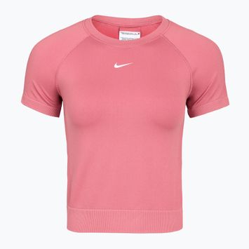 Női edzőpóló Nike Pro Seamless Dri-Fit peony/white