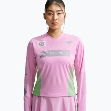 Női hosszú ujjú póló futáshoz Nike Swift Jersey Top pink rise/illusion green
