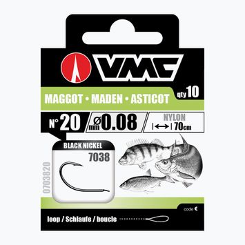 VMC Maggot methode vezető hurok horog és horogelőke + zsinór 10 db fekete nikkel 703810