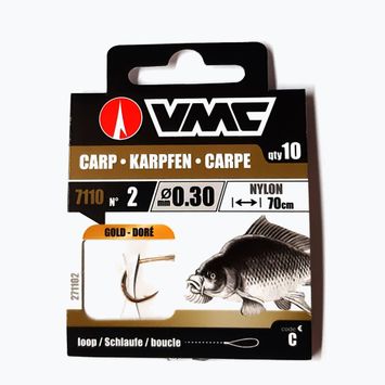VMC Karp Gold methode vezető hurok horog horoggal + zsinór 10 db arany 271102