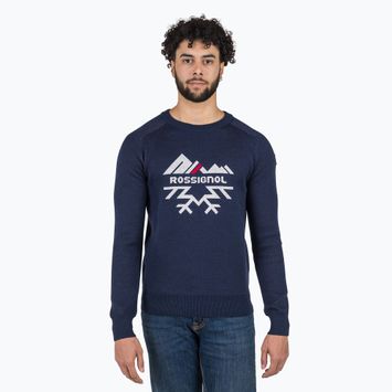 Férfi pulóver Rossignol Jacquard Crew Neck dark navy