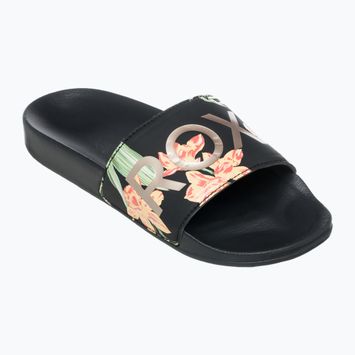 Női ROXY Slippy II flip-flop fekete/zöld mintás flip-flopok