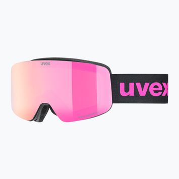 Gyerek síszemüveg UVEX Pwdr FM black matt/mirror pink green clear