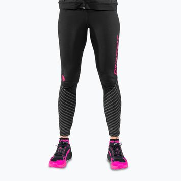 Női futóleggings DYNAFIT Reflective black out pink glo