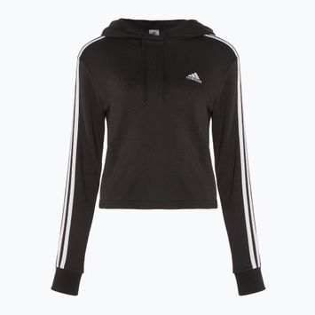 Női adidas Essentials 3-Stripes Cropped Loose Fit pulóver fekete/fehér