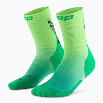 CEP férfi kompressziós zokni Run Edt. Gradient Mid Cut Compression 5.0 zöld/lime fade