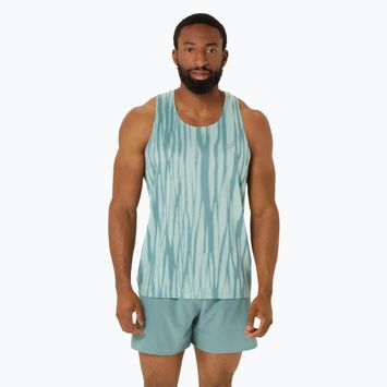 Férfi ASICS Road All Over Print Singlet világos celadon/celadon futó felső