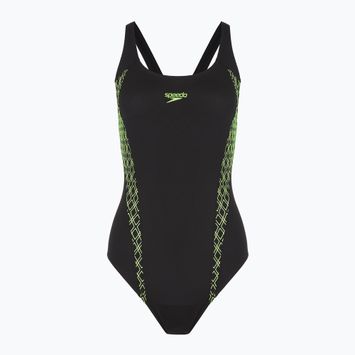 Női egyrészes úszódressz Speedo Panel Muscleback fekete/zöld