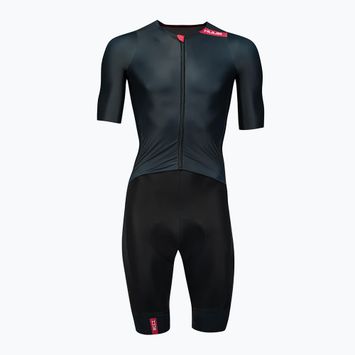 Férfi kerékpáros öltözet HUUB Strada Road Speed Suit Smooth Sleeve black/red