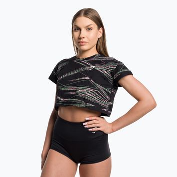 Női edzős felső Gymshark Zone Graphic Crop fekete/lime