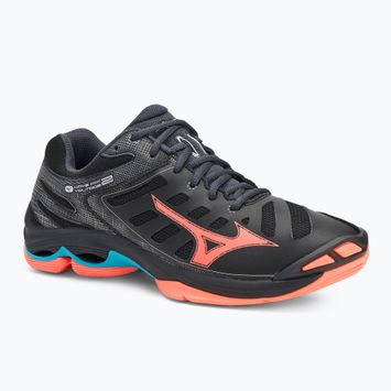 Mizuno Wave Voltage 2 röplabda cipő fekete/neonlámpa/páva kék