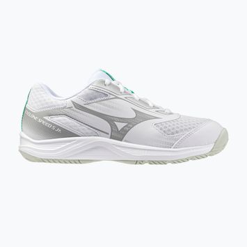 Gyermek röplabdacipő Mizuno Cyclone Speed 5 fehér/fekete/fagyasztott smaragdzöld