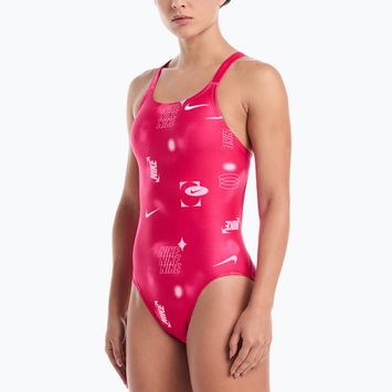 Női egyrészes úszódressz Nike Hydrastrong Fastback rush pink