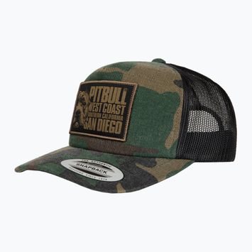 férfi baseballsapka męska Pitbull West Coast Mesh Snapback ,,Blood Dog" Camo Trucker wood/black