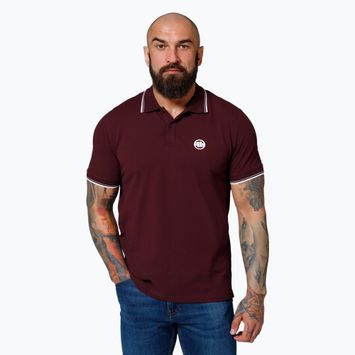 Pitbull West Coast Polo Pique Stripes Regular burgundy férfi galléros póló